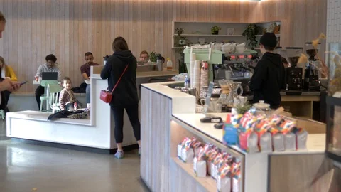 People work at hipster cafe Stock Footage 118732044
