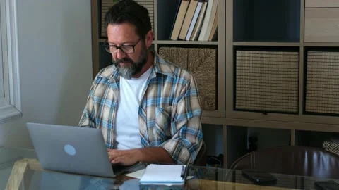 People at work in home office smart working online activity with computer lap Stock Footage 152788228