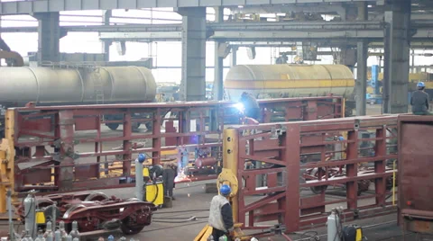 People at work in metal industry Stock Footage 34983066