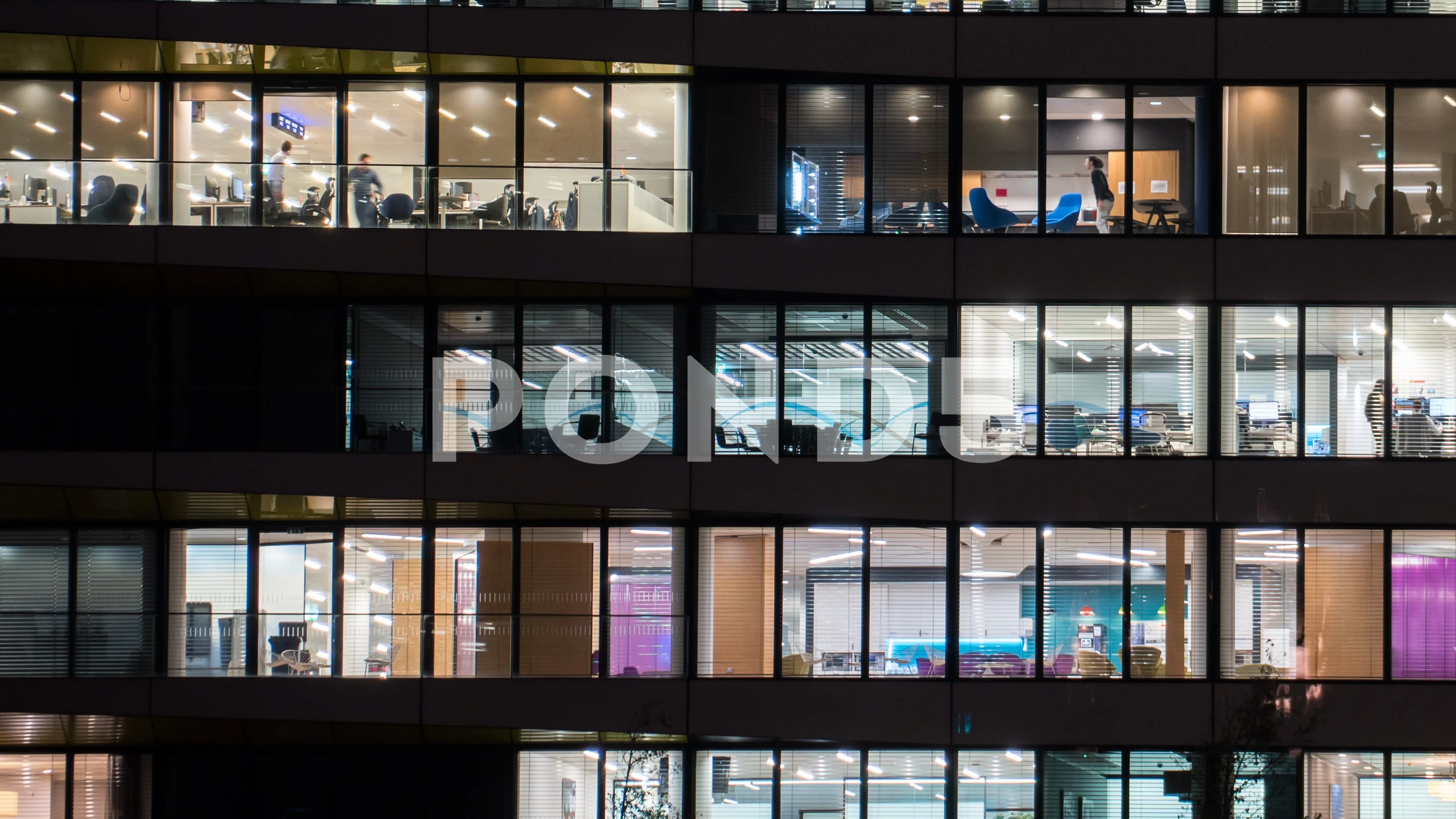 People work in an office building at nig... | Stock Video | Pond5