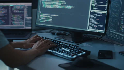 People work in Office Dark Stock Footage 160361056
