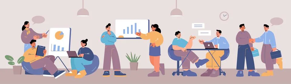 People work in open space office Stock Illustration