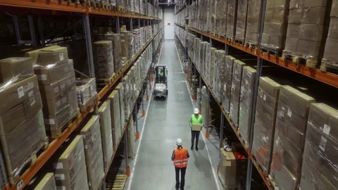 People Work in Product Distribution in Logistics Center Inside Stock Footage 247159966