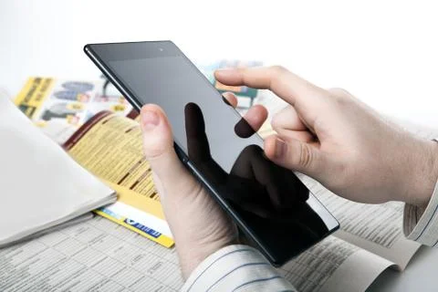 People work for Tablet PC Stock Photos