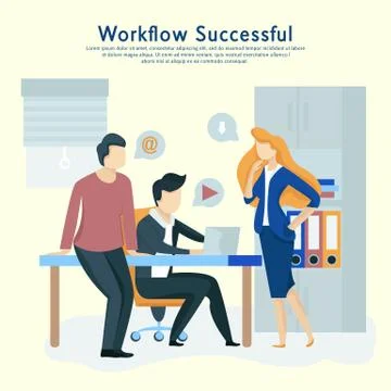 People work in a team and interact. Business communication, workflow Stock Illustration