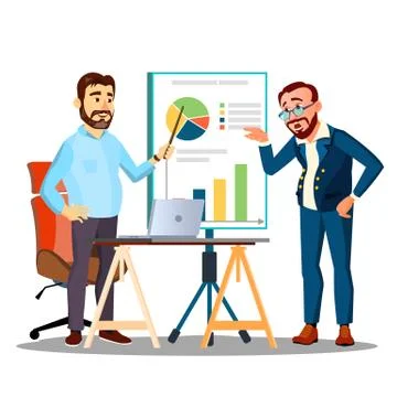 People Work As Team, Discuss A Schedule Strategy, Argue Vector. Isolated Stock Illustration