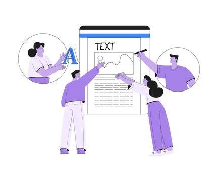 People Work with Text Editing and Writing Article Vector Illustration Stock Illustration
