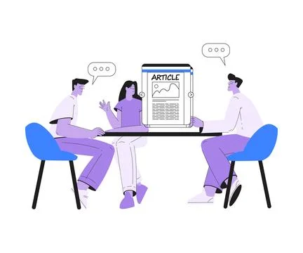 People Work with Text Editing and Writing Article Vector Illustration Stock Illustration