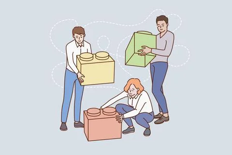 People work together engaged in teamwork activity Stock Illustration