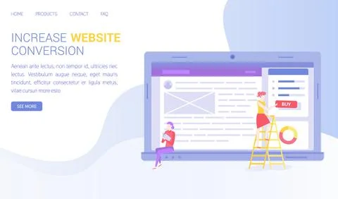 People work on website development. Seo optimization, increase webpage for Stock Illustration