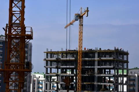 People working and building construction, crane Stock Photos