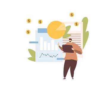 People working with big data, analyzing and auditing business processes. Onli Illustrazione stock