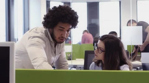 People working Busy Design Office With Workers At Desks 스톡 동영상 67345810