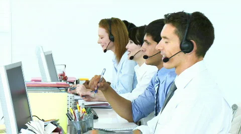 People working in a call center Video stock 549619