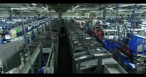 People working at the car manifactory. Process of electrical wirings, cables and Stock Footage 87389434