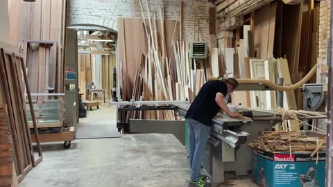 People working at the carpentry workshop Stock Footage 204810116