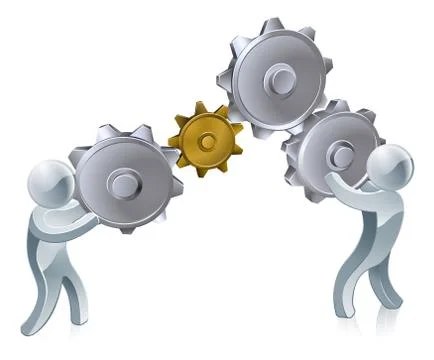 People working cogs Stock Illustration