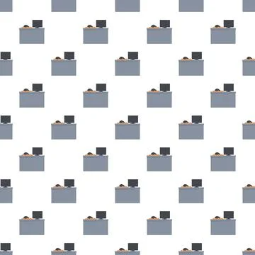 People working at computer desks seamless pattern Stock Illustration
