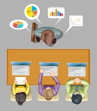 People working on computer Illustrazione stock