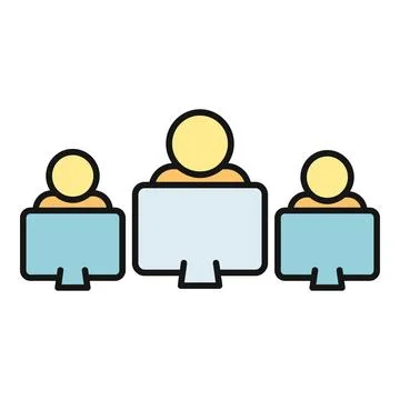 People working on computers for digital teamwork and collaboration 스톡 일러스트