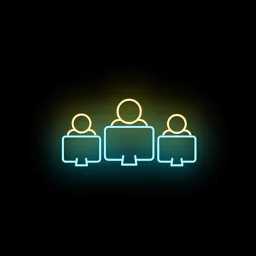 People working on computers neon line icon Illustrazione stock