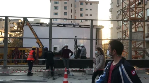 People working in construction Video stock 144398263