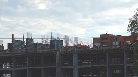 People working on the construction of the house Stock Footage 69172814
