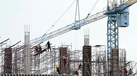 People working in construction site Stock Footage 22815371