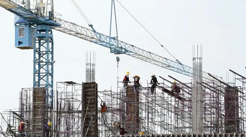 People working in construction site Vidéo 22822163