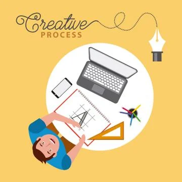 People working creative process Stock Illustration