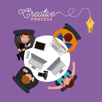 People working creative process Stock Illustration
