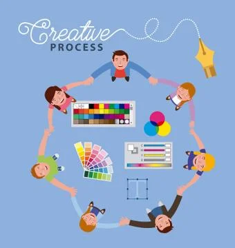 People working creative process Stock Illustration