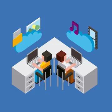 People working creative process Stock Illustration