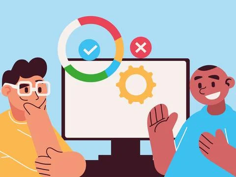 People working in Design and Development Stock Illustration