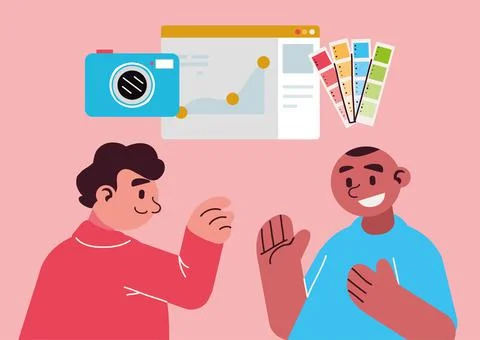 People working in Design and Development Stock Illustration