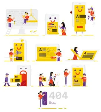 People working in the field of information technology. Set of vector icons me Stock-Illustration