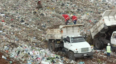 People Working in a Garbage Dump Stock Footage 65158276
