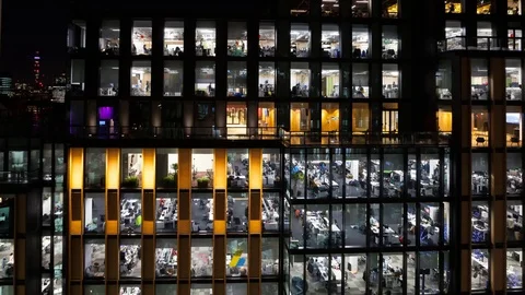 People working in the Google building close to London Kings Cross Stock Footage 83687032