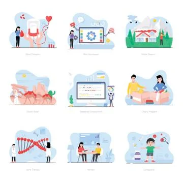 People Working Illustrations in Flat Style 스톡 일러스트
