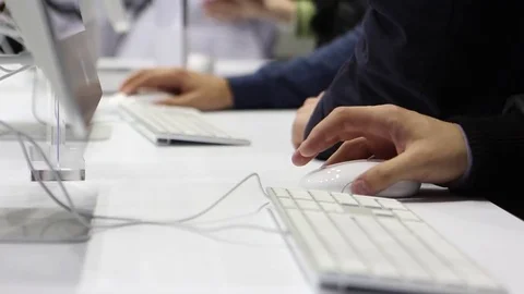 People Working In The Internet Cafe Stock Footage 70782381