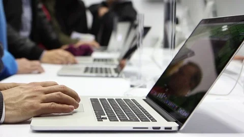 People Working In The Internet Cafe Stock Footage 70782433