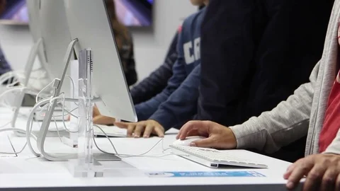 People Working In The Internet Cafe Stock Footage 70783229