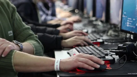 People Working In The Internet Cafe Stock Footage 70783290