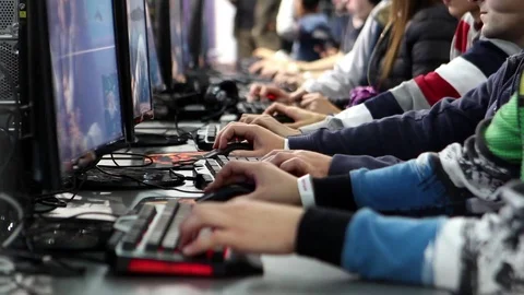 People Working In The Internet Cafe Stock Footage 70783334