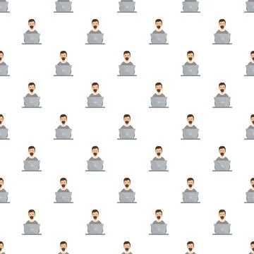 People working on laptops remote work seamless pattern イラスト素材