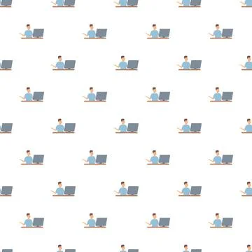 People working on laptops seamless pattern background 库存插图