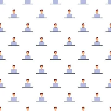 People working with laptops seamless pattern background 스톡 일러스트
