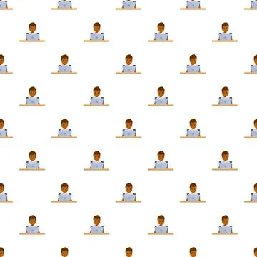 People working on laptops seamless pattern background 스톡 일러스트