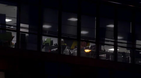 People Working Late In The Night, Doing Overtime To Meet Deadline, Pan Stock Footage 66460581