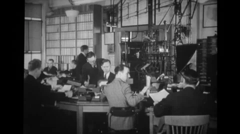 People working at message center Stock Footage 37595144